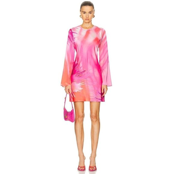 Hemant & Nandita Abira Mini Floral Satin Dress Pink Womens Size XS - Picture 1 of 12